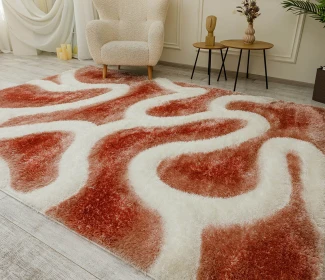Ворсистий килим THERAPY 2225A S.White/D.Pink